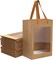 24 Pcs Brown Paper Gift Bags with Transparent Window, 9.84"x7.0"x5.12" Kraft Shopping Bags with Handles for Present, Festivals Party